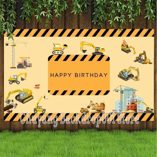 Construction Dump Truck Backdrops Boys Birthday Party Photography Background Photographic Photo Studio Props Banner Decoration