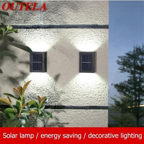 OUTELA Outdoor Wall Solar Led Lamp Waterproof Up And Down Light Home Decorative For Porch Courtyard Garden