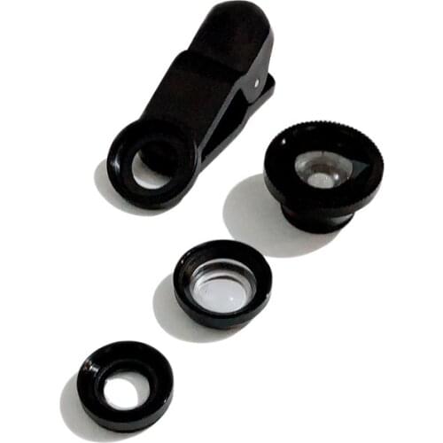 Universal Mobile Phone External Camera Fisheye Lens 3-in-1 Fish Eye Lens Wide Angle Macro Lens Zoom for Iphone Xiaomi Etc