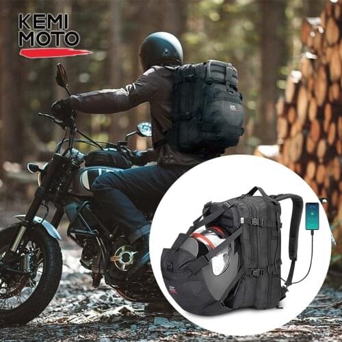 KEMiMOTO Large Capacity Luggage Storage Bag Helmet Bags Backpack Water Repellent With USB-charge Port Motorbike Backpack 37L