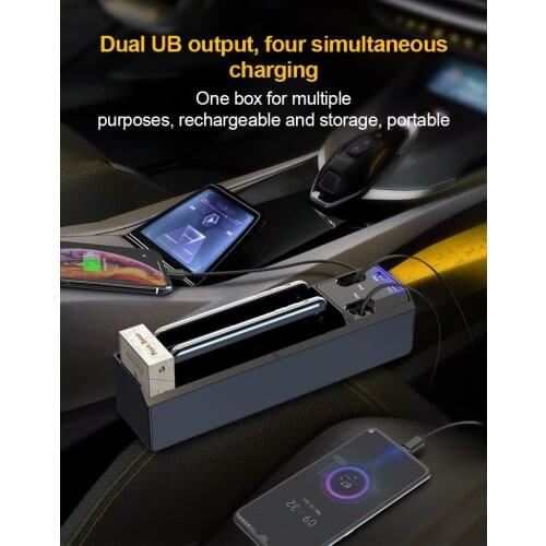 2PCS Seat Side Gap Storage Box Catcher Organizer Car Accessories Side Pocket Storage Box Case Dual USB Charger With Cable