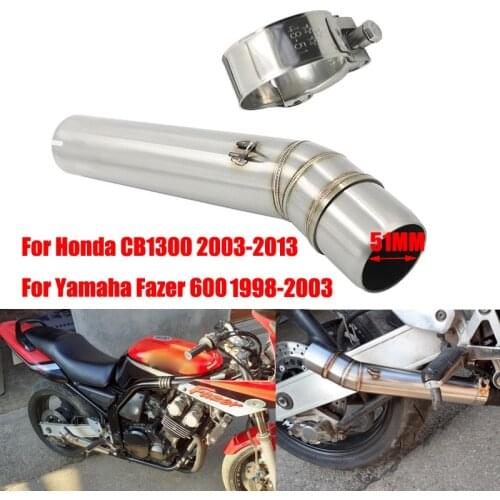 Motorcycle Exhaust Pipe Clamp 51MM Slip on Middle Muffler Tube Escape Moto For Yamaha FZS 600 Fazer 1998-2003 Honda CB1300 03-13