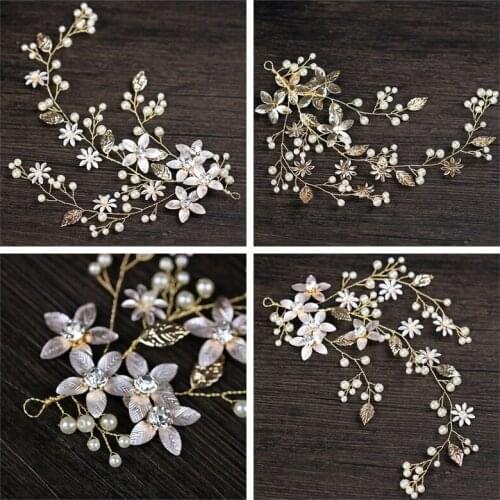 Bride Headband Golden Leaves Jewelry Women Wedding Hair Band Handmade Decoration