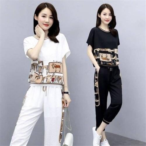 2 Piece Sets Women Casual Outfit Sportswear Tracksuits for Woman 2021 Summer Loose Two Pieces Set Plus Size Clothing