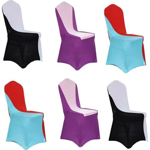 100PCS Universal Stretch Spandex Double Color Mix Chair Cover Wedding Party Hotel Supply Decoration
