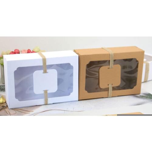 12pcs Kraft Paper Candy Box Favor Gift PVC Clear Window Cookies Treats es Christmas New Year Wedding Party Decoration
