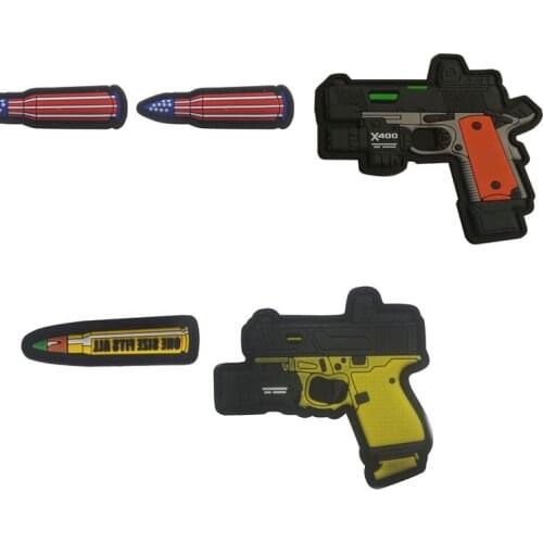 3pcs/set Mini PVC Military Patches Gun Pattern Badge Tactical Armband Clothing Backpack Jacket Decor Applique Supplies