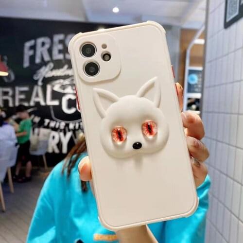 3D fashion Cute black white Cat phone case for iphone 7 8 plus X xs max XR 11 pro max 12 pro max 12mini cool luminous eyes cover