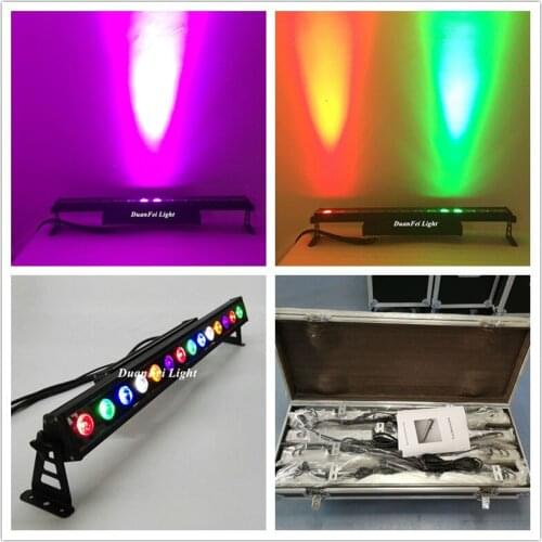 4pcs+Flightcase) Outdoor Rgbwauv 6in1 LED Pixel Long Bar 14x18W Dmx Wash Wall Flood Lamp