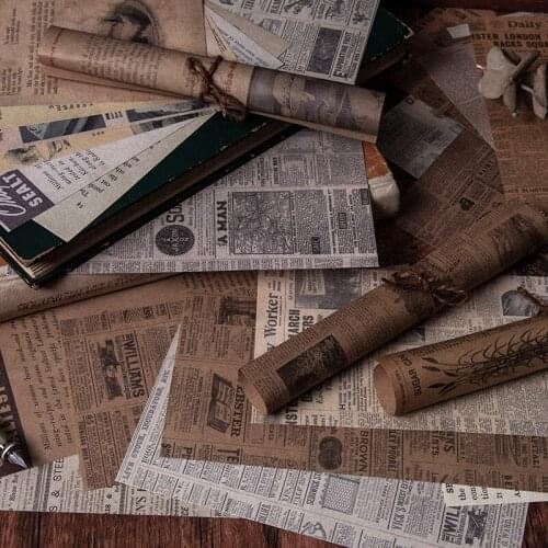 60 Sheet Antique Bookstore Series Vintage Newspaper Background paper Junk Journal Scrapbooking Decor Material paper