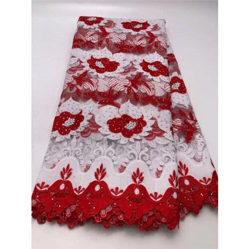 African lace Fabric With Stone French mesh lace fabrics Embroidery Tulle African Fabrics 5yards