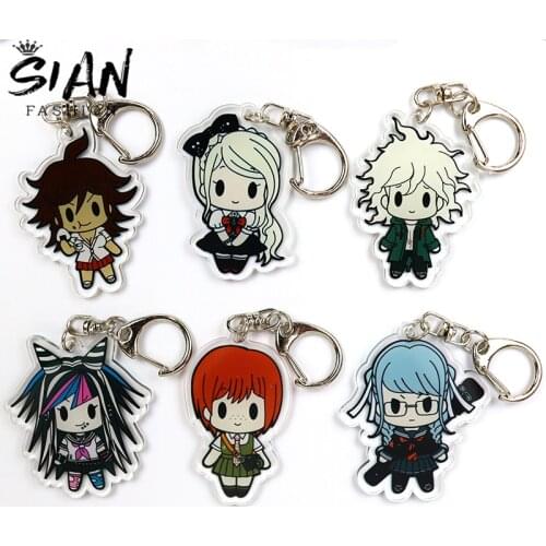 SIAN Anime Game Danganronpa Figure Transparent Double Sided Acrylic Key Chain Cartoon Print Key Ring Bag Pendant Gift for Friend