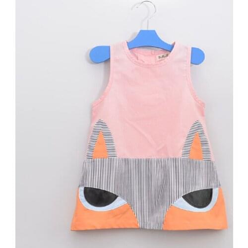 Kids Girls Dresses Cartoon Fox Baby Dresses Summer Cotton Childrens Clothing Sleeveless Princess Party Clothes Baby Girl Dress