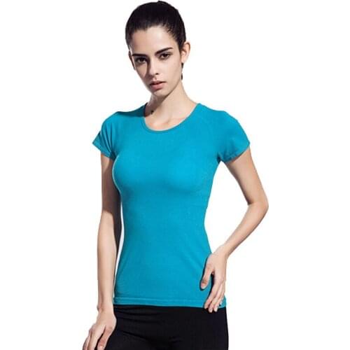 Breathable Women Summer Quick Dry High Elastic Sports Running Top Sports T Shirts Sexy Woman Fitness Gym Sport TShirts