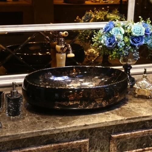 Art Basin European-style Ceramic Washbasin Elliptical Basin Retro-ancient Face basin bowl ceramic Wash basin bathroom sink