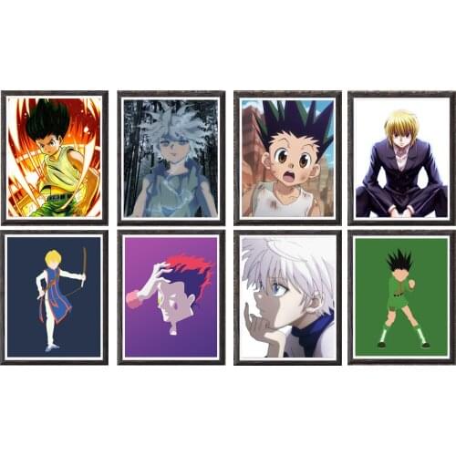 Hunter X Hunter Minimalism Anime Character Gon Hisoka Fabric Art Prints Poster,8 x 10 Inches,No Frame,8PCS