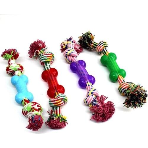 Pet Dog Toys Molar Tooth Cleaning Resistance To Bite Pet Toys Training Game And Chew Cotton Rope Color Sent Random For Puppy