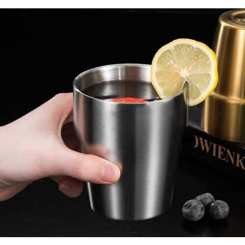 175ml/300ml Coffee Cup Double Layer Non-slip Heat Insulation Stainless Steel Metal Beer Cup for Beverage
