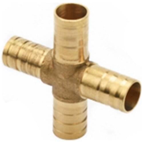 Cross Shaped Brass Pipe Fitting 4 Way 4mm-12mm Hose Barb Connector Joint Copper Barbed Coupler Adapter Coupling Pneumatic