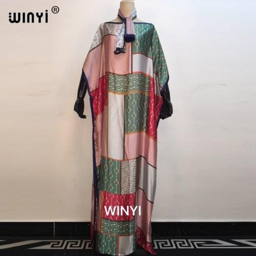 Kuwait Fashion Blogger recommend popular printed silk kaftan maxi dresses loose summer beach bohemian long dress for lady