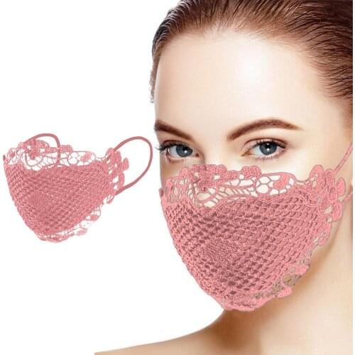 Pink Face Mask For Women Summer Breathable Lace Face Mouth Mask Washable Reusable Masks Party Decoration