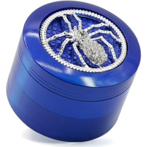 Hot 1Pcs 4 layer 63x50mm Diamond spider shape Zinc alloy material smoking herbal grinder tobacco cigarette pipe fittings