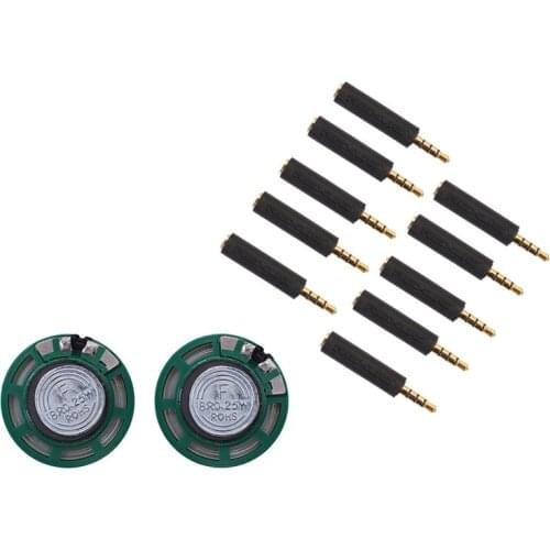 Hot TTKK 2Pcs 1/4W 0.25W 8Ohm 27Mm Round External Magnet Speaker Speaker & 1Pcs High Quality Rubber Earphone Adapter Convert OMT