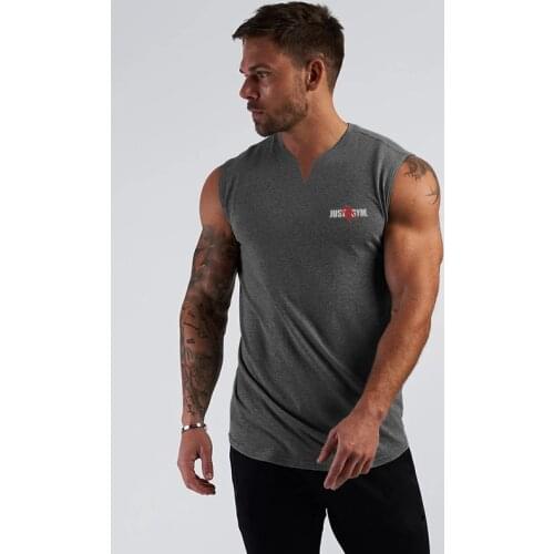 New Mens Gym Casual Workout Tank Top Musculation Clothing Bodybuilding Breathable Fitness Singlets Sports Sleeveless V-Neck Vest