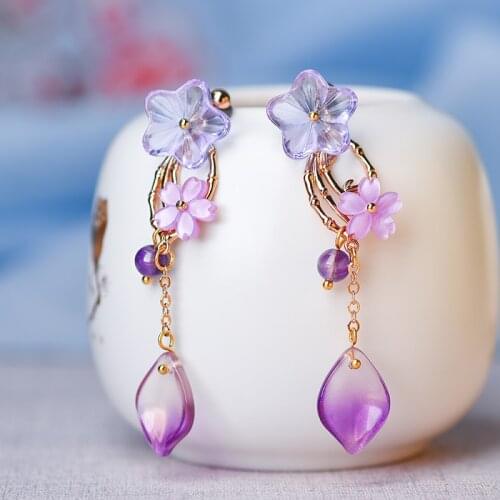Fashion vintage Long purple earrings ,Ethnic drop temperament retro earrings for Womens 2020 NEW Wholesale Jewelry