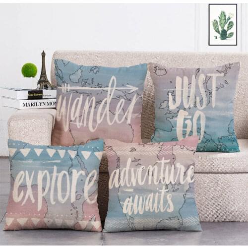 Letter Printing Home Cushion Cover Wander Just Do Explor Soft Cushion Cover Car Seat Mattress Cover Home Decoration T309