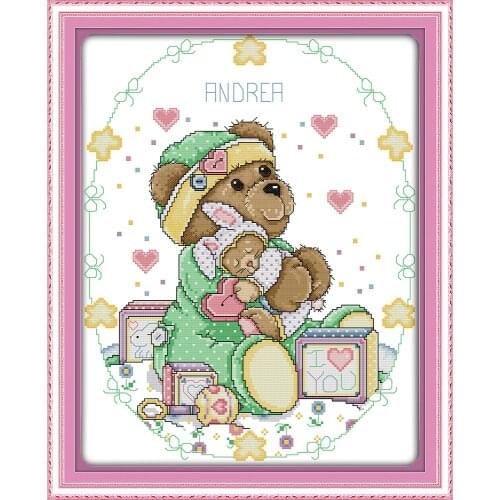 The bear mother and son cross stitch kit animal cartoon 14ct 11ct print canvas stitching set embroidery DIY handmade needlework