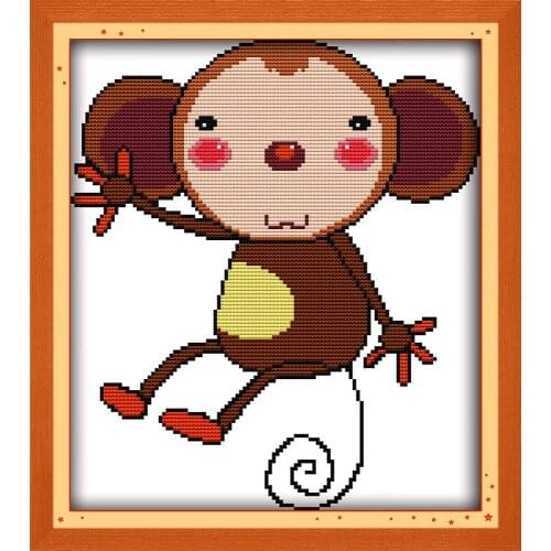 Monkey cross stitch kit cartoon 14ct 11ct print canvas stitching embroidery DIY handmade needlework
