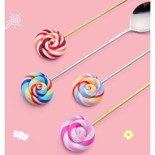 Creative Lollipop Fork Spoon Tableware 304 Stainless Steel Dessert Fruit Fork Honey Coffee Stirring Spoon Tableware Accessories