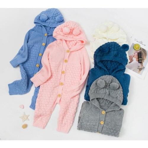 2021 New Baby Knit Rompers For Boys Jumpsuit Autumn Winter Baby Girls Clothes For Newborn Costumes Kids Overalls Infant Clothing