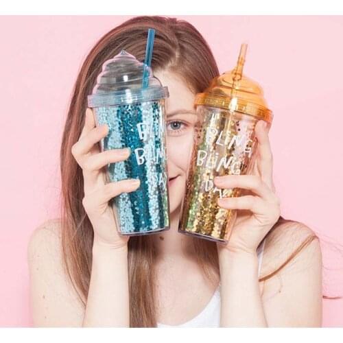 New Arrival 400ml Transparent Fruit Juice Cool Drink Glass Bottle Jar Lemon Bottle with Cover Straw Sport Water Bottle