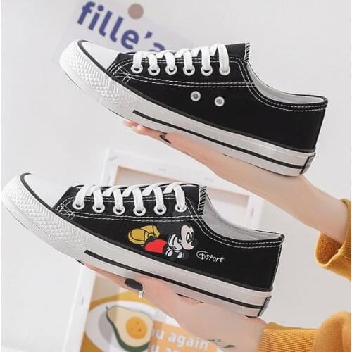 Disney Mickey Mouse canvas shoes girls spring new casual sports shoes all-match Mickey white shoes