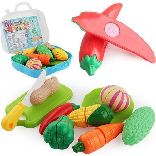 Pretend Play Plastic Food Toy Kitchen Fruit Vegetables Cutting Toys Set Kid Classic Educational Pretend Toy Game Educational Toy