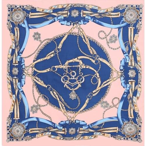 [POBING] 100% Silk Square Scarf Women 2017 Brand Foulard NeckerChief High Quality Silk Spain Scarves Shawl Hijab Office Bandana