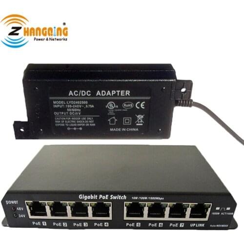 Security PoE Switch Gigabit 7+1 port PoE Switch With 48V 60W Power Supply/Adapter For IP Camera, Access Point , IP Phone