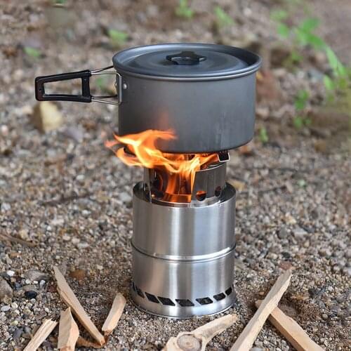 Portable Outdoor Stove Camping Cooking Picnic BBQ Wood Cooker Burning Stove