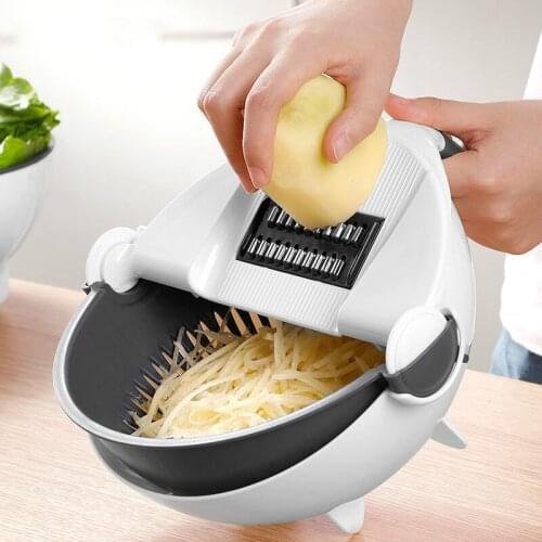 2 In 1 Vegetable Cutter Slicer Chopper Fruit Strainer Basket Multi-Function Spiralizer Grater Food Peeler Mandoline Shredder