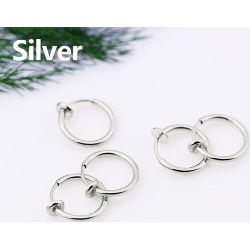Men Women Punk Hip Hop Stealth Clip On Earrings NO Hole Clip Earrings Ear Cuff Spring Clip Helix Ring Hoop Fake Ear Ring