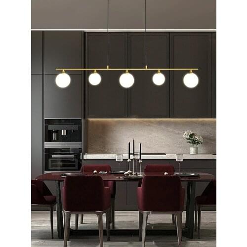 Modern Simple Golden/Black LED Chandelier kitchen Lighting Nordic Dining room Island Glass Ball Hanging lights