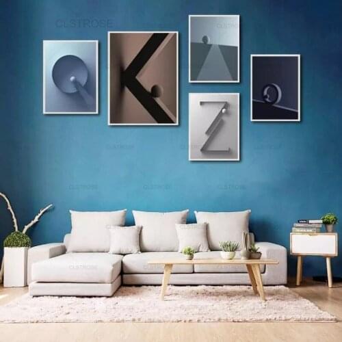 Modern Nordic Minimalist Alphabet Abstract 3D Shadow Decorative Wall Painting Home Frameless Anti-Fading Print Canvas Poster
