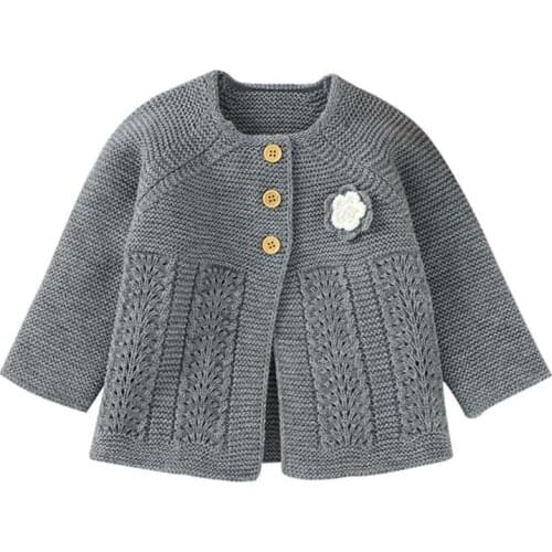 Baby Girl Sweater Child Autumn Winter Flower Design Sweater Cardigan Jacket Outwear Girls Cardigan