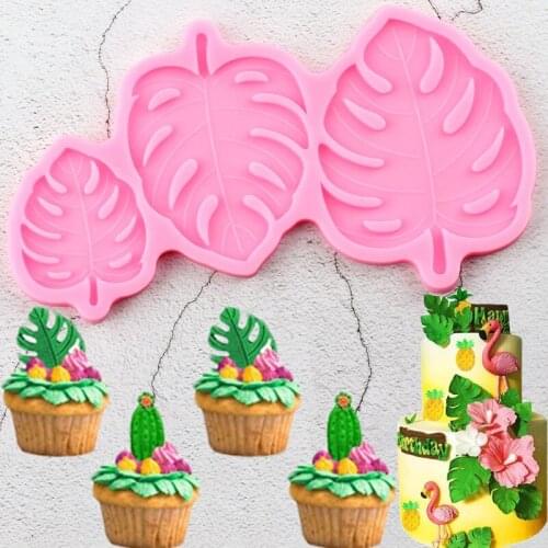 Tropical Leaves Silicone Mold Baby Party Turtle Leaf Cupcake Topper Fondant Cake Decorating Tools Candy Chocolate Gumpaste Mould