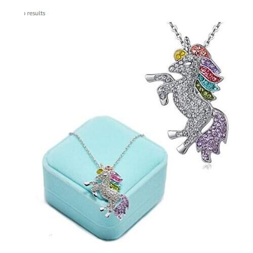 High Quality Crystal Unicorn Necklaces & Pendants Trendy Jewelry For Women Baby Gifts for Girls Rainbow Animal Necklace