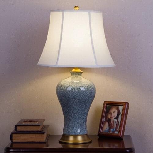 High End Vintage Creative European Chinese Ceramic Fabric E27 Dimmerable Table Lamp For Living Room Bedroom Deco H 62cm 1079