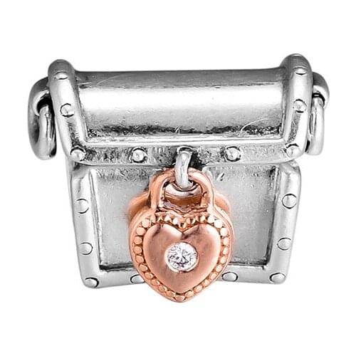 Rose Golden Jewellery Heart Lock 2019 Club Box Beads Fit Charm Bracelet Femme DIY 925 Sterling Silver Beads for Jewelry Making