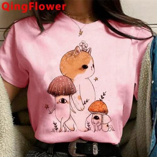 Harajuku Mushroom Grunge Aesthetic T-shirt Women Korean Style Cute Anime Tshirt Kawaii Funny 90s T Shirt Graphic Top Tees Female